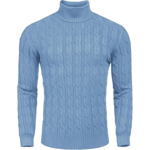 image:imageCOOFANDY Mens Slim Fit Turtleneck Sweater Casual Twisted Knitted Pullover SweatersLight Blue