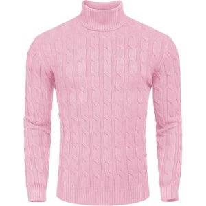 image:imageCOOFANDY Mens Slim Fit Turtleneck Sweater Casual Twisted Knitted Pullover SweatersLight Pink
