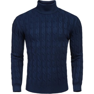 image:imageCOOFANDY Mens Slim Fit Turtleneck Sweater Casual Twisted Knitted Pullover SweatersNavy Blue