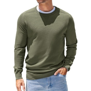 image:imageCOOFANDY Mens Sweater Crewneck Pullover Long Sleeve Lightweight Sweater Plain Knit Silm FitArmy Green