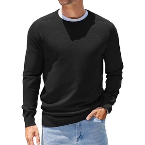 image:imageCOOFANDY Mens Sweater Crewneck Pullover Long Sleeve Lightweight Sweater Plain Knit Silm FitBlack