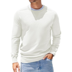 image:imageCOOFANDY Mens Sweater Crewneck Pullover Long Sleeve Lightweight Sweater Plain Knit Silm FitCream White