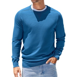 image:imageCOOFANDY Mens Sweater Crewneck Pullover Long Sleeve Lightweight Sweater Plain Knit Silm FitDark Blue