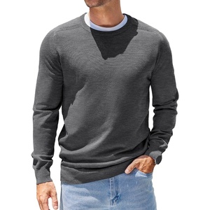 image:imageCOOFANDY Mens Sweater Crewneck Pullover Long Sleeve Lightweight Sweater Plain Knit Silm FitDark Gray