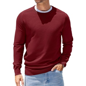 image:imageCOOFANDY Mens Sweater Crewneck Pullover Long Sleeve Lightweight Sweater Plain Knit Silm FitDark Red