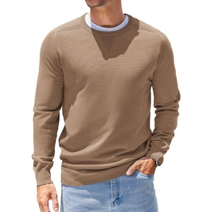 image:imageCOOFANDY Mens Sweater Crewneck Pullover Long Sleeve Lightweight Sweater Plain Knit Silm FitLight Brown