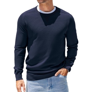 image:imageCOOFANDY Mens Sweater Crewneck Pullover Long Sleeve Lightweight Sweater Plain Knit Silm FitNavy Blue