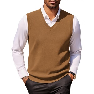 image:imageCOOFANDY Mens Sweater Vest V Neck Sleeveless Sweater Casual Knitted Vests  Regular Fit Lightweight Stretch Soft Business Casual Matching Fall Winter Fashion Classic Design Durable WrinkleFreeBrown