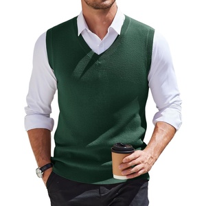 image:imageCOOFANDY Mens Sweater Vest V Neck Sleeveless Sweater Casual Knitted Vests  Regular Fit Lightweight Stretch Soft Business Casual Matching Fall Winter Fashion Classic Design Durable WrinkleFreeGreen