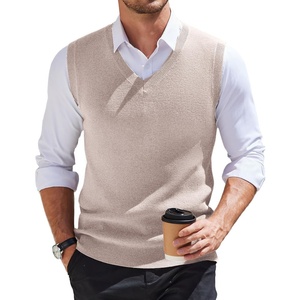 image:imageCOOFANDY Mens Sweater Vest V Neck Sleeveless Sweater Casual Knitted Vests  Regular Fit Lightweight Stretch Soft Business Casual Matching Fall Winter Fashion Classic Design Durable WrinkleFreeLight Khaki