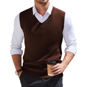 image:imageCOOFANDY Mens Sweater Vest V Neck Sleeveless Sweater Casual Knitted Vests  Regular Fit Lightweight Stretch Soft Business Casual Matching Fall Winter Fashion Classic Design Durable WrinkleFreeDeep Brown