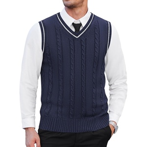 image:imageCOOFANDY Mens Sweater Vest V Neck Slim Fit Casual Sleeveless Twisted Knitted Pullover SweaterNavy Blue