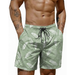 image:imageCOOFANDY Mens Swim Trunks 7 inch Bathing Suit with Mesh Liner Swim Shorts Board Short SwimsuitLight Green and White Leaves