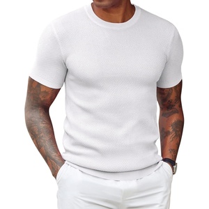 image:imageCOOFANDY Mens T Shirts Casual Short Sleeve Crewneck Shirts Solid Textured Knit Pullover TeesWhite