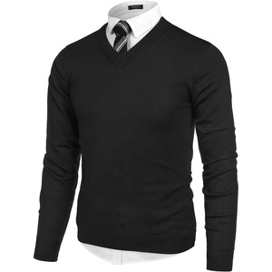 image:imageCOOFANDY Mens V Neck Dress Sweater Knit Long Sleeve Slim Fit Sweaters Fashion Pullover SweaterBlack