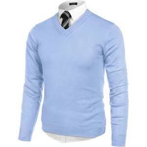 image:imageCOOFANDY Mens V Neck Dress Sweater Knit Long Sleeve Slim Fit Sweaters Fashion Pullover SweaterBlue