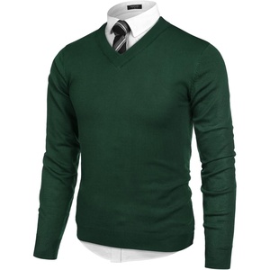 image:imageCOOFANDY Mens V Neck Dress Sweater Knit Long Sleeve Slim Fit Sweaters Fashion Pullover SweaterGreen