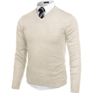 image:imageCOOFANDY Mens V Neck Dress Sweater Knit Long Sleeve Slim Fit Sweaters Fashion Pullover SweaterKhaki