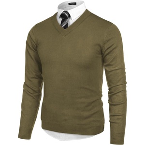 image:imageCOOFANDY Mens V Neck Dress Sweater Knit Long Sleeve Slim Fit Sweaters Fashion Pullover SweaterNew Green