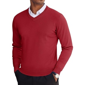 image:imageCOOFANDY Mens V Neck Sweater Lightweight Knitted Pullover SweatersRed