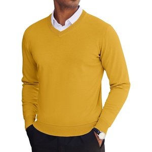 image:imageCOOFANDY Mens V Neck Sweater Lightweight Knitted Pullover SweatersYellow