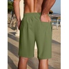 image:imageCOOFANDY Men Linen Blend Shorts Casual Drawstring Shorts Lightweight Summer Beach Short for Lounge Vacation TravelArmy Green