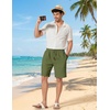 image:imageCOOFANDY Men Linen Blend Shorts Casual Drawstring Shorts Lightweight Summer Beach Short for Lounge Vacation TravelArmy Green