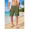 image:imageCOOFANDY Men Linen Blend Shorts Casual Drawstring Shorts Lightweight Summer Beach Short for Lounge Vacation TravelArmy Green