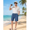 image:imageCOOFANDY Men Linen Blend Shorts Casual Drawstring Shorts Lightweight Summer Beach Short for Lounge Vacation TravelDark Blue