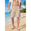 image:imageCOOFANDY Men Linen Blend Shorts Casual Drawstring Shorts Lightweight Summer Beach Short for Lounge Vacation TravelDark Khaki