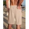 image:imageCOOFANDY Men Linen Blend Shorts Casual Drawstring Shorts Lightweight Summer Beach Short for Lounge Vacation TravelDark Khaki