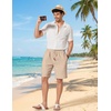 image:imageCOOFANDY Men Linen Blend Shorts Casual Drawstring Shorts Lightweight Summer Beach Short for Lounge Vacation TravelDark Khaki