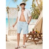 image:imageCOOFANDY Men Linen Blend Shorts Casual Drawstring Shorts Lightweight Summer Beach Short for Lounge Vacation TravelLight Blue