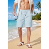 image:imageCOOFANDY Men Linen Blend Shorts Casual Drawstring Shorts Lightweight Summer Beach Short for Lounge Vacation TravelLight Blue