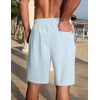 image:imageCOOFANDY Men Linen Blend Shorts Casual Drawstring Shorts Lightweight Summer Beach Short for Lounge Vacation TravelLight Blue