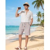 image:imageCOOFANDY Men Linen Blend Shorts Casual Drawstring Shorts Lightweight Summer Beach Short for Lounge Vacation TravelLight Gray