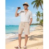 image:imageCOOFANDY Men Linen Blend Shorts Casual Drawstring Shorts Lightweight Summer Beach Short for Lounge Vacation TravelLight Khaki