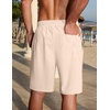 image:imageCOOFANDY Men Linen Blend Shorts Casual Drawstring Shorts Lightweight Summer Beach Short for Lounge Vacation TravelLight Khaki