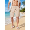 image:imageCOOFANDY Men Linen Blend Shorts Casual Drawstring Shorts Lightweight Summer Beach Short for Lounge Vacation TravelLight Khaki