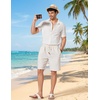 image:imageCOOFANDY Men Linen Blend Shorts Casual Drawstring Shorts Lightweight Summer Beach Short for Lounge Vacation TravelLinen Khaki