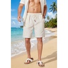 image:imageCOOFANDY Men Linen Blend Shorts Casual Drawstring Shorts Lightweight Summer Beach Short for Lounge Vacation TravelLinen Khaki