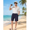 image:imageCOOFANDY Men Linen Blend Shorts Casual Drawstring Shorts Lightweight Summer Beach Short for Lounge Vacation TravelNavy Blue