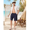 image:imageCOOFANDY Men Linen Blend Shorts Casual Drawstring Shorts Lightweight Summer Beach Short for Lounge Vacation TravelNavy Blue