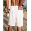 image:imageCOOFANDY Men Linen Blend Shorts Casual Drawstring Shorts Lightweight Summer Beach Short for Lounge Vacation TravelWhite