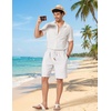 image:imageCOOFANDY Men Linen Blend Shorts Casual Drawstring Shorts Lightweight Summer Beach Short for Lounge Vacation TravelWhite