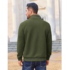 image:imageCOOFANDY Men Quarter Zip Pullover Long Sleeve Quilted Sweatshirt Waffle Casual Collared Sweatshirts Mock Neck Winter PoloArmy Green