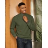 image:imageCOOFANDY Men Quarter Zip Pullover Long Sleeve Quilted Sweatshirt Waffle Casual Collared Sweatshirts Mock Neck Winter PoloArmy Green