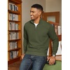 image:imageCOOFANDY Men Quarter Zip Pullover Long Sleeve Quilted Sweatshirt Waffle Casual Collared Sweatshirts Mock Neck Winter PoloArmy Green