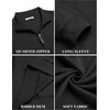 image:imageCOOFANDY Men Quarter Zip Pullover Long Sleeve Quilted Sweatshirt Waffle Casual Collared Sweatshirts Mock Neck Winter PoloBlack