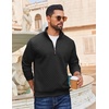 image:imageCOOFANDY Men Quarter Zip Pullover Long Sleeve Quilted Sweatshirt Waffle Casual Collared Sweatshirts Mock Neck Winter PoloBlack